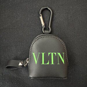 Valentino Black and Green Valentino Garavani VLTN Bag Charm Keychain
